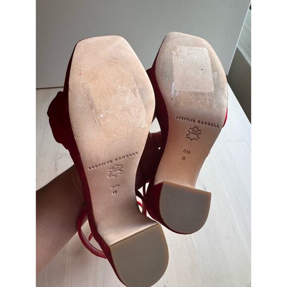 LOEFFLER RANDALL FAE PLATFORM HEEL in red velvet Scarlett size 5.5 - Picture 4 of 11